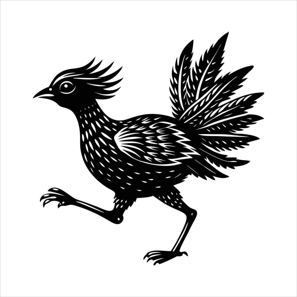 Hoatzin silhouette black vector