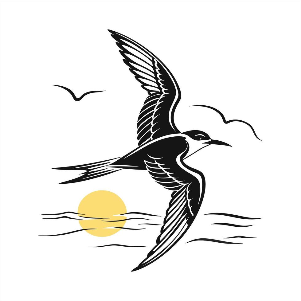 comum andorinha-do-mar silhueta, vector