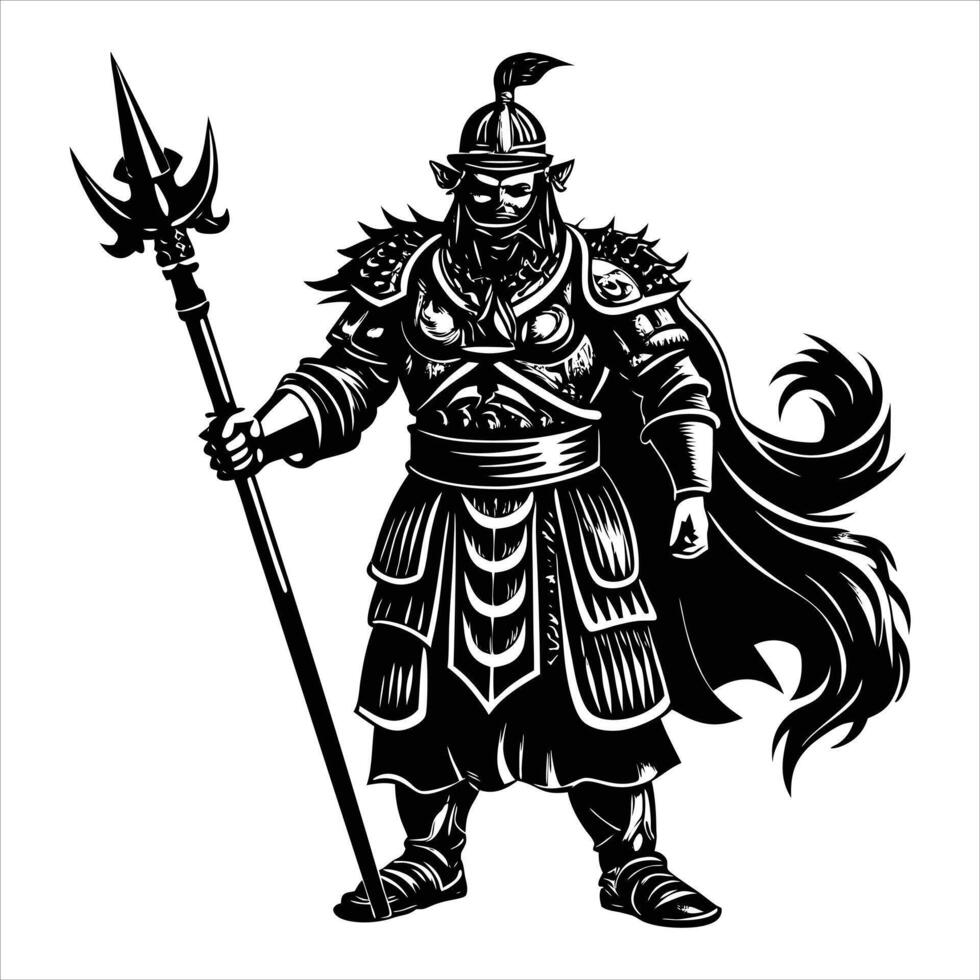 Chinese Warrior Silhouette vector