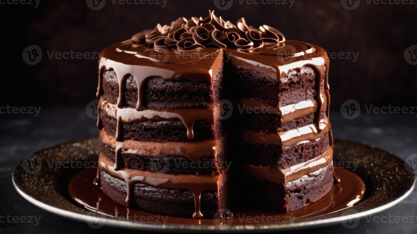 Chocolate Cake with Glossy Ganache Drip Chocolate photo