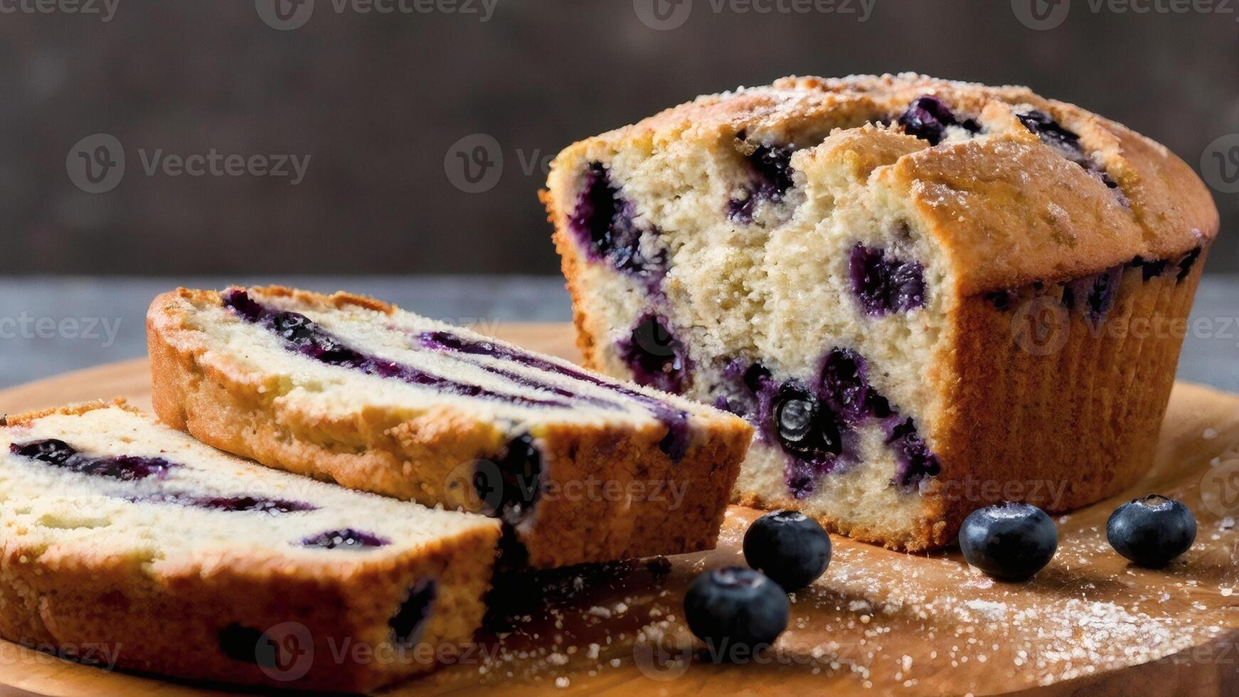 Fluffy Blueberry Muffin Cake with Juicy Berries photo