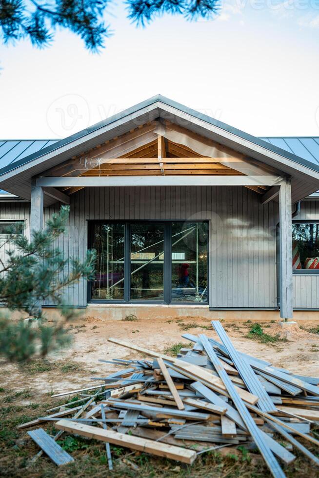 Partially Constructed Single Story Building with Metal Roof photo