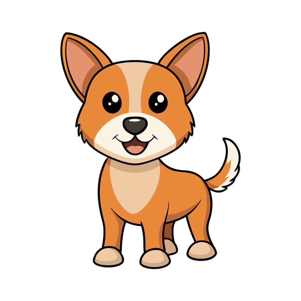 Cute Brown and White Puppy Standing and Smiling for Kids and Pet Illustration vector