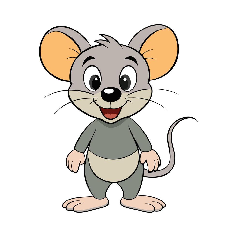Cute Gray Mouse Standing with a Happy Face for Kids and Animal Illustration vector