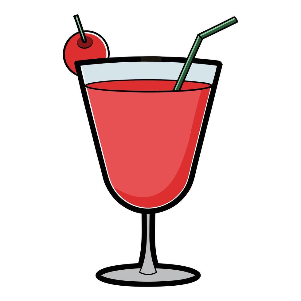 A red cocktail with a cherry on top vector