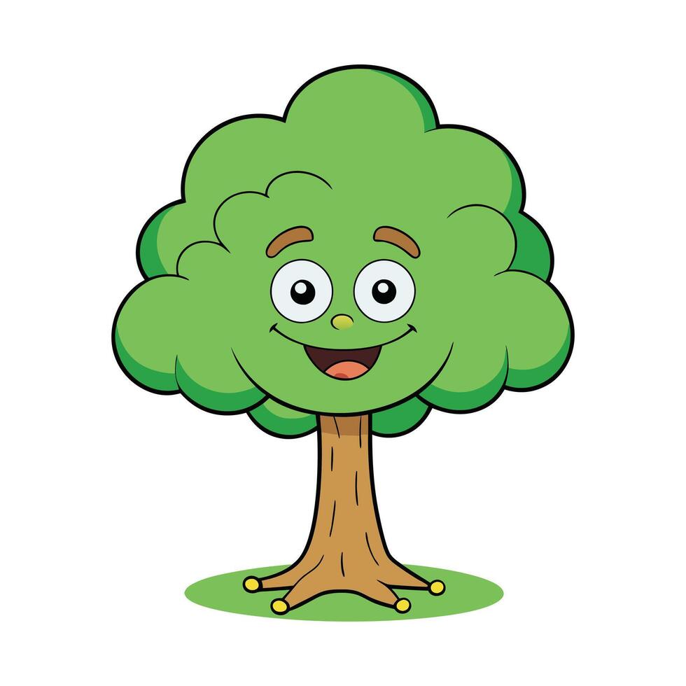 Smiling Cartoon Tree with a Cute Expression vector