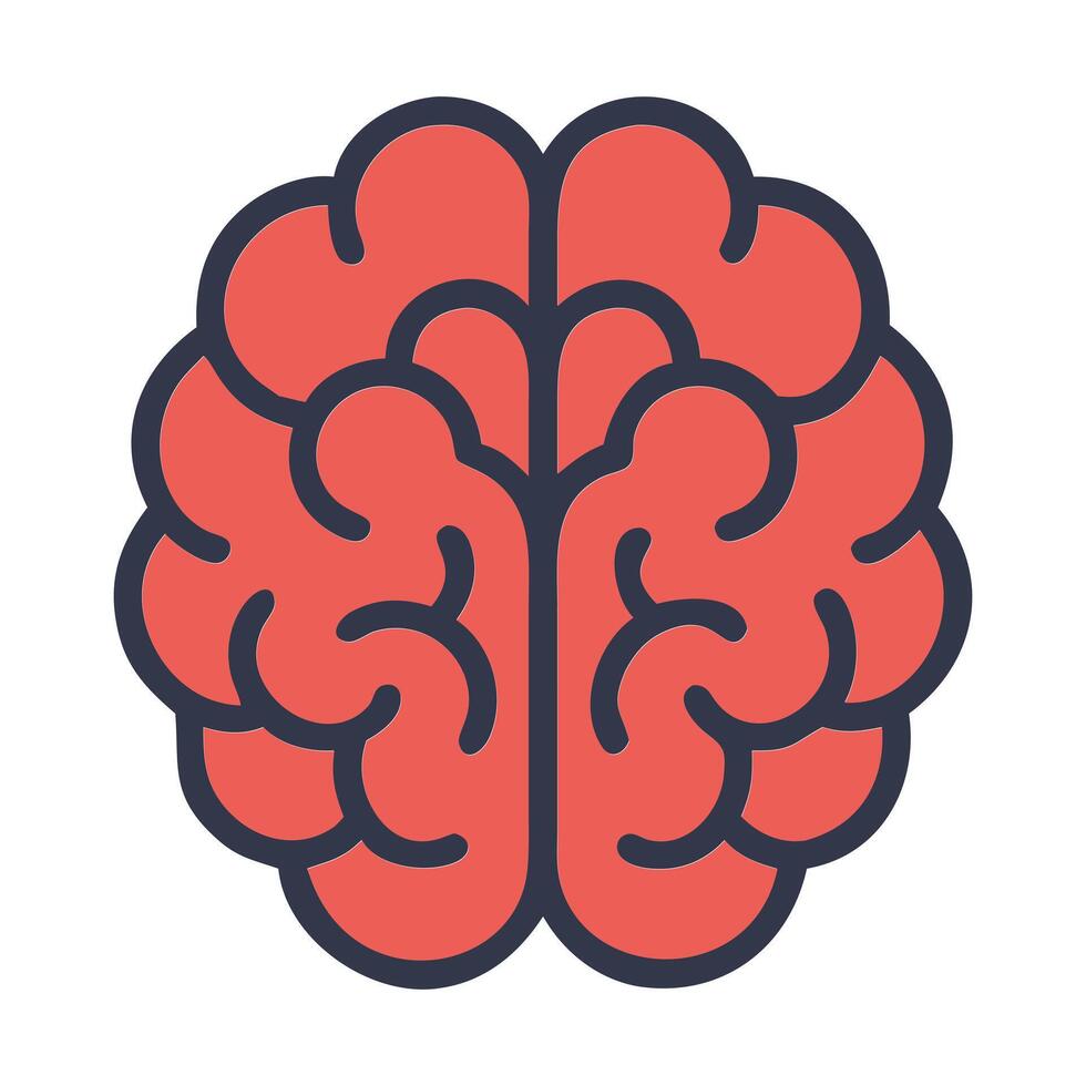 Brain Icon with Two Hemispheres Showing Intelligence illustration vector