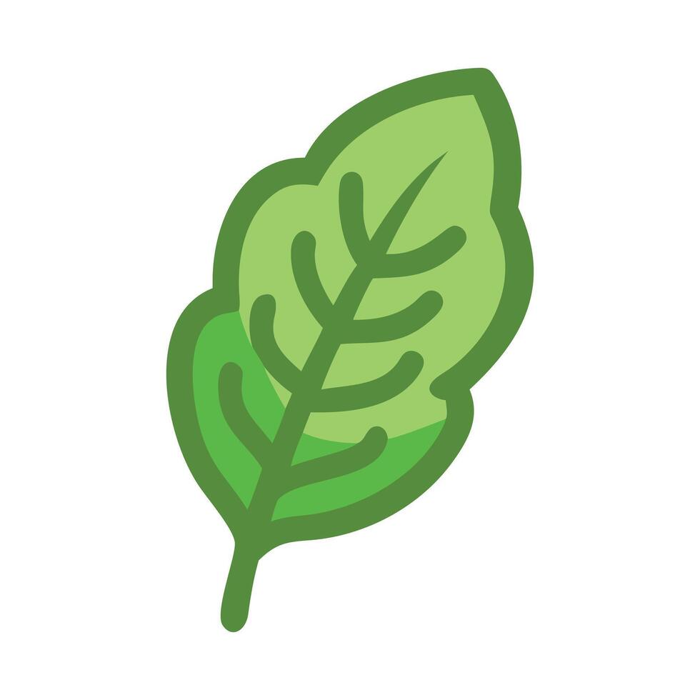 Single Green Leaf with Simple Cartoon Design illustration vector