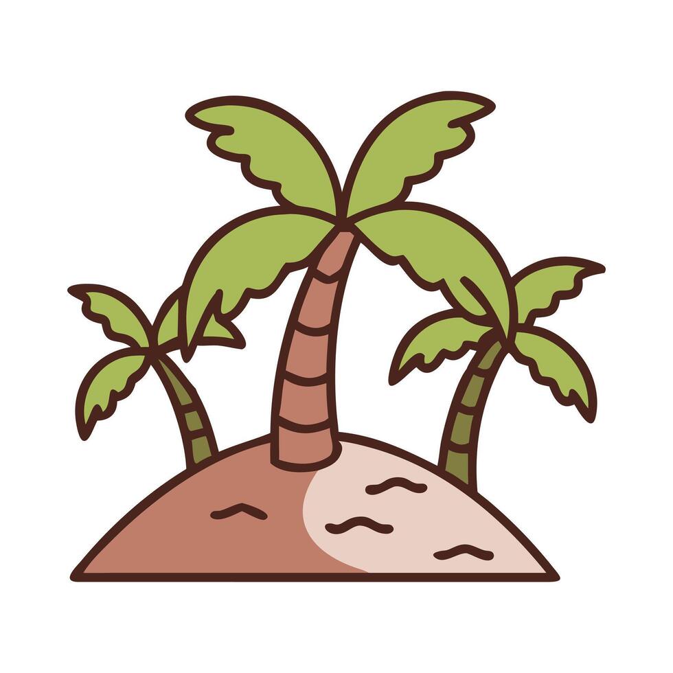 Detailed Palm Trees with Brown Trunks and Green Leaves vector