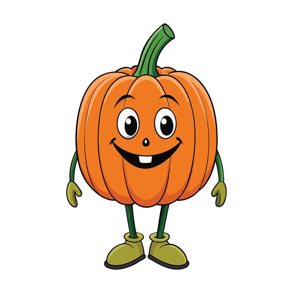 A cartoon pumpkin character with legs and arms vector