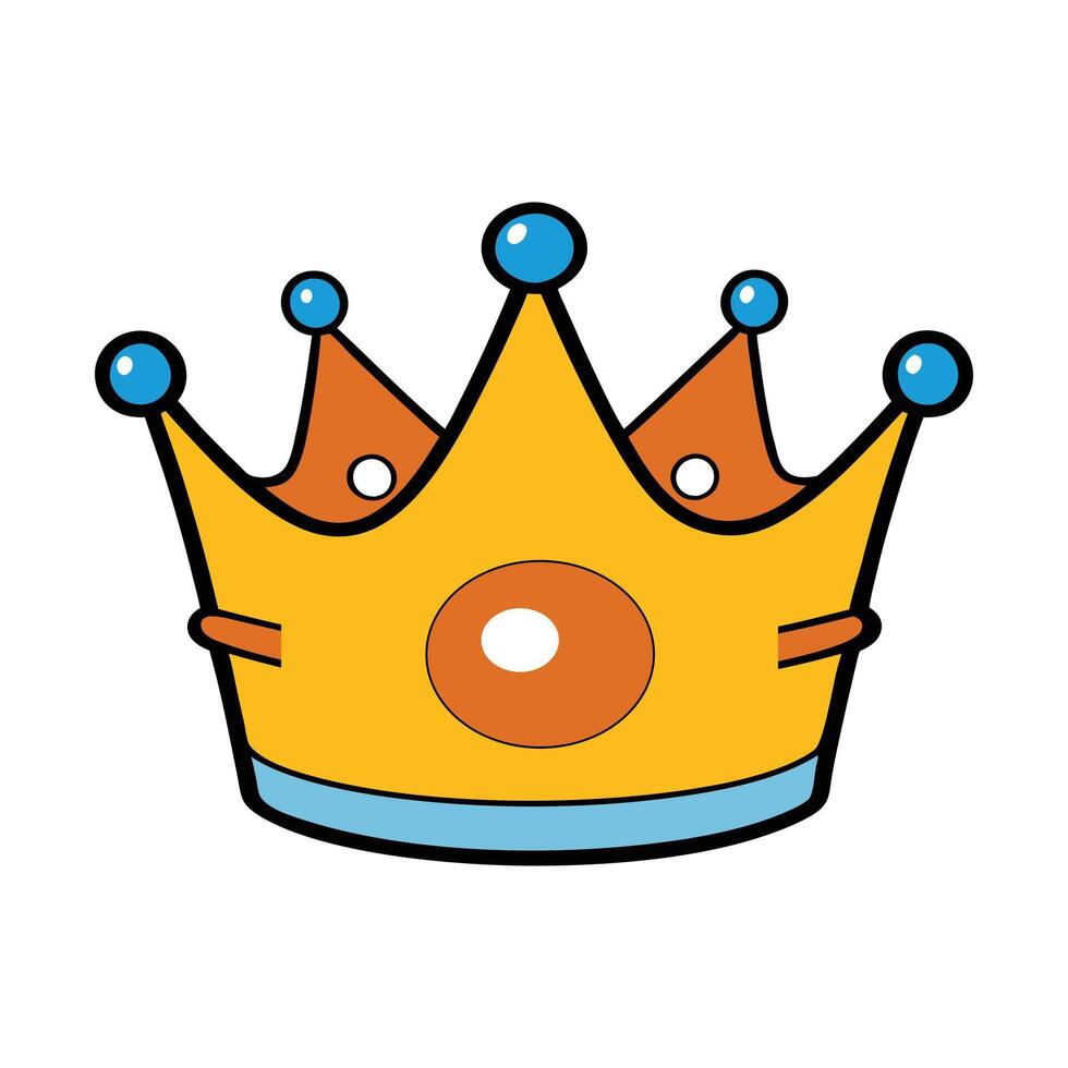 Classic Royal Crown with Decorative Blue and Red Gems illustration clipart vector