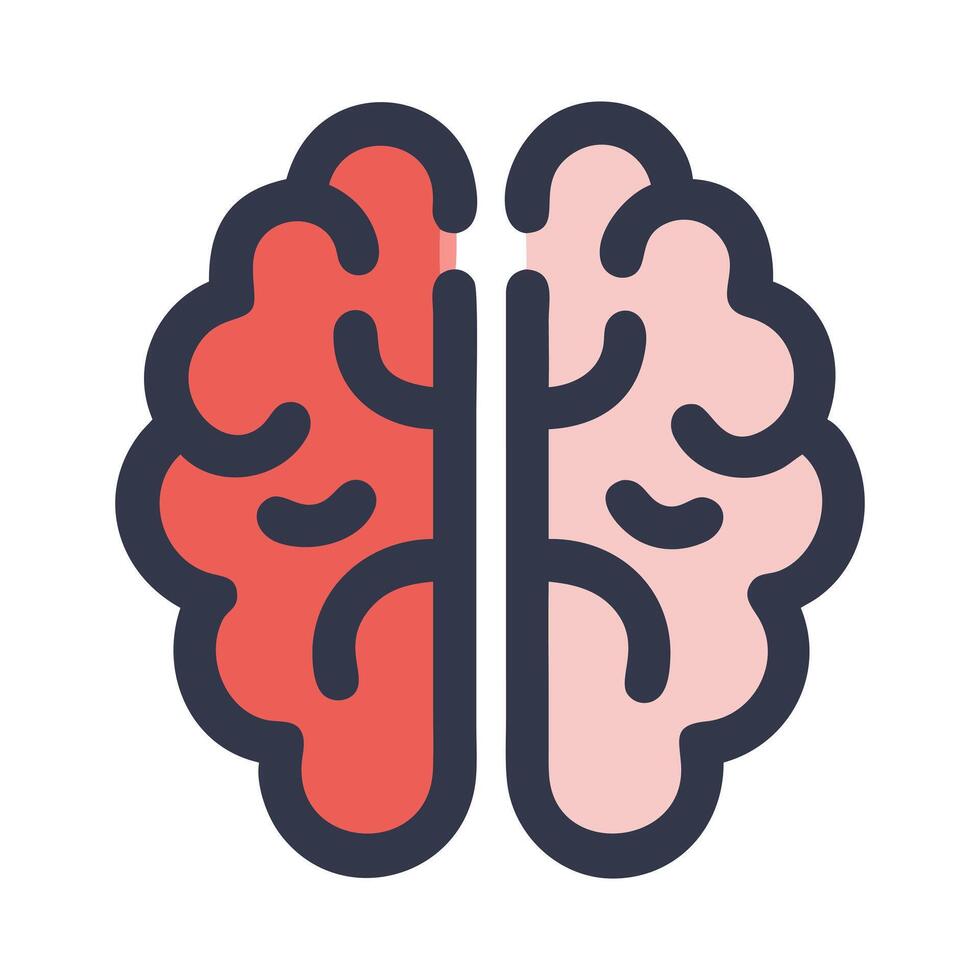 Brain Icon with Two Hemispheres Showing Intelligence vector