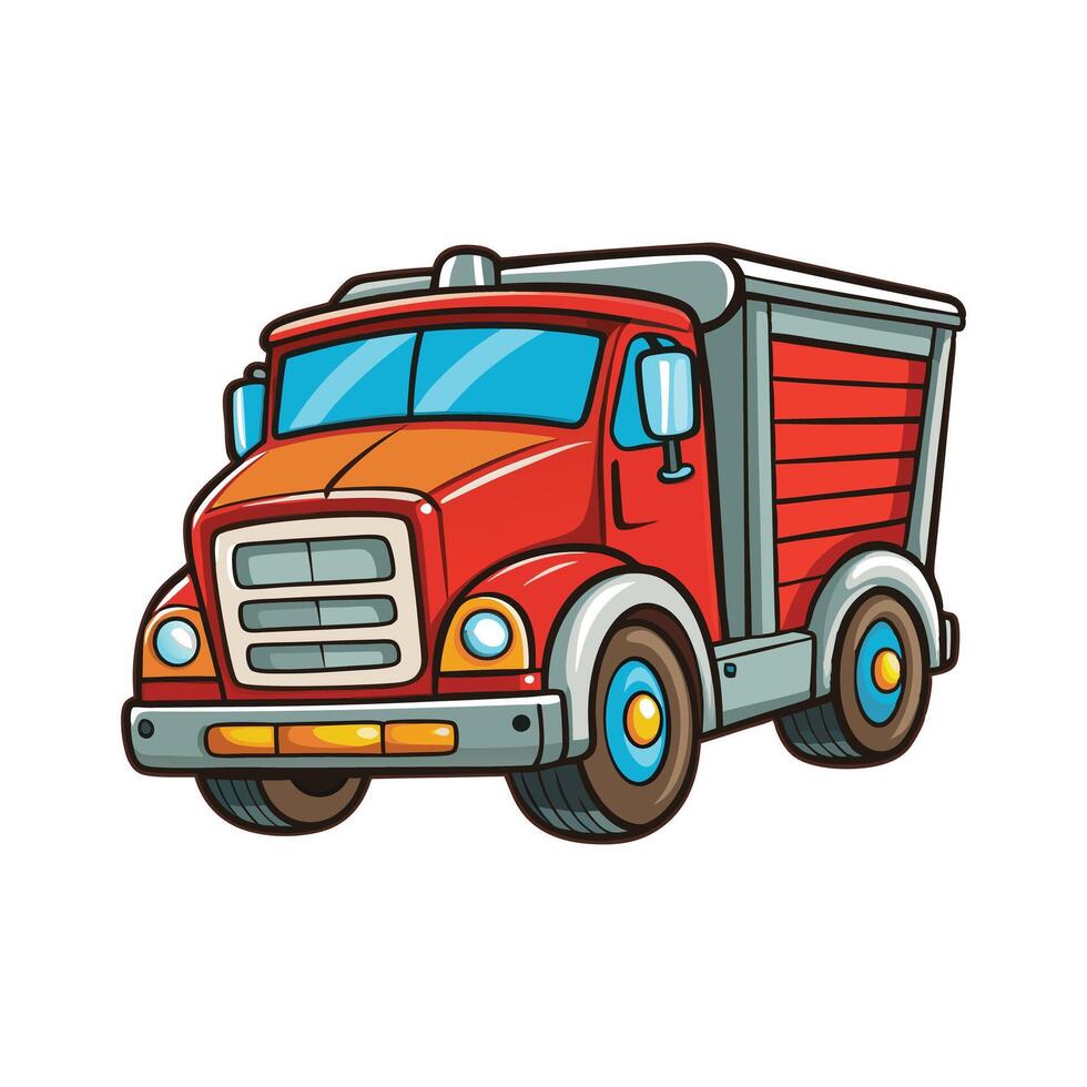A cartoon dump truck on a white background vector