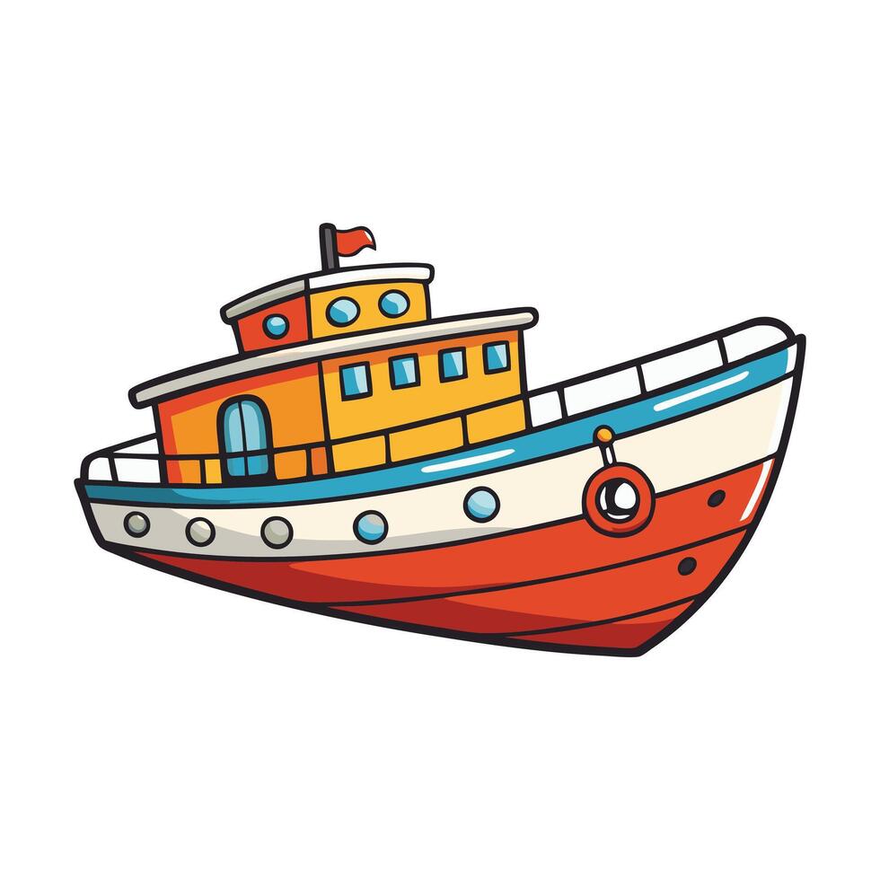 A cartoon boat on a white background vector