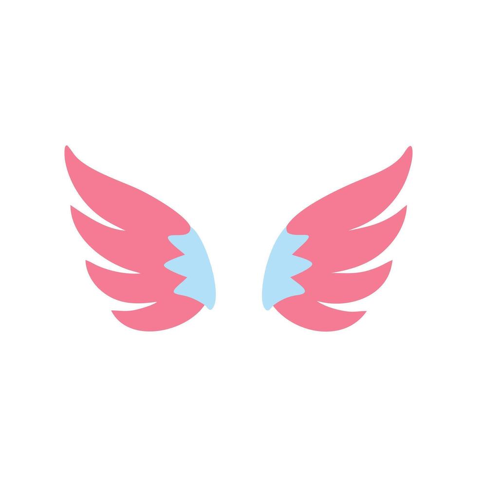 Pink Angel Wings with Soft Feather Design in Cartoon Style vector