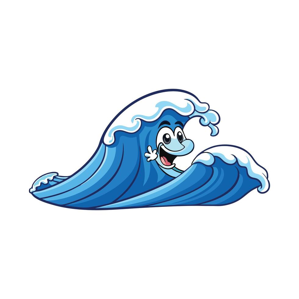 A cartoon wave with a smile on it vector