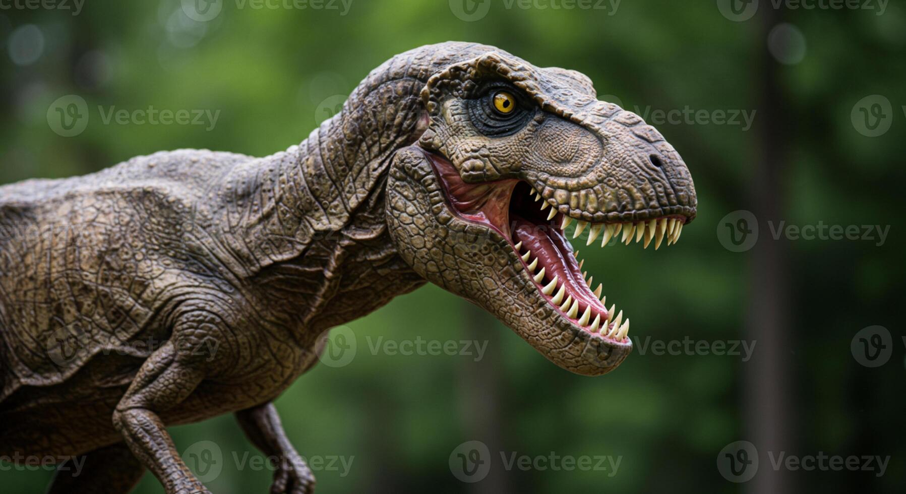 A close up of a t - rex with its mouth open photo