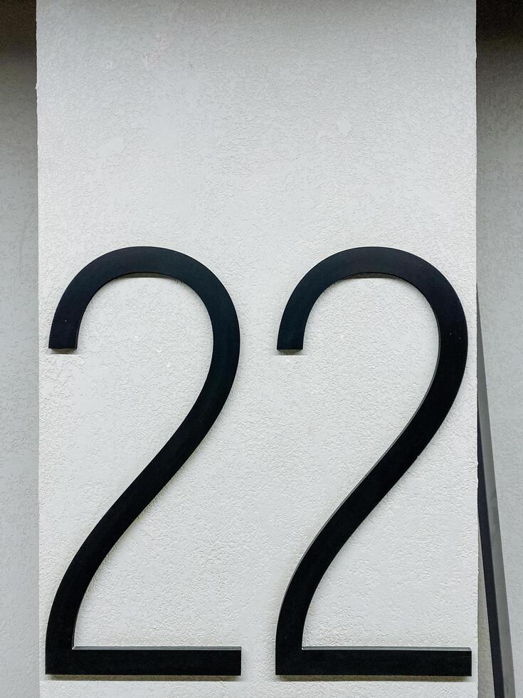 Stylish Black Number 22 on White Background for Modern Address Signage photo