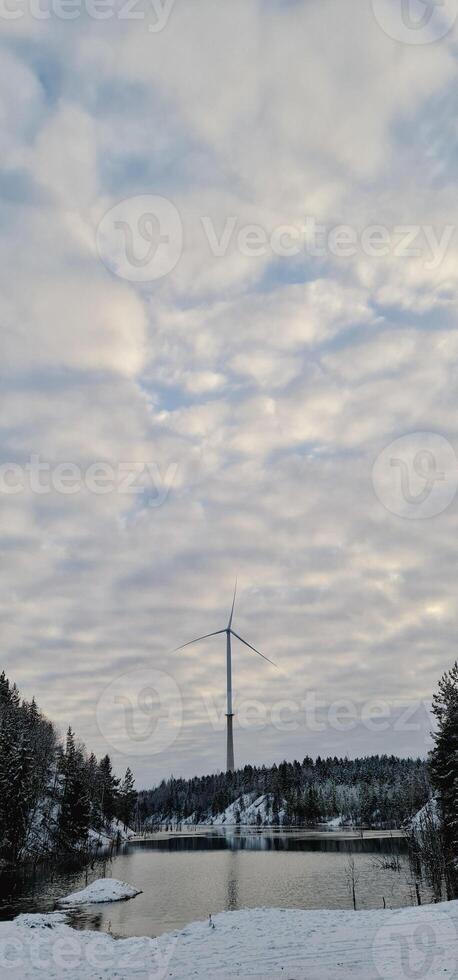 Winter wind generator, alternative energy photo