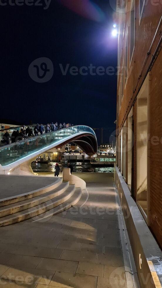 Nightview to the bridge in Venice photo