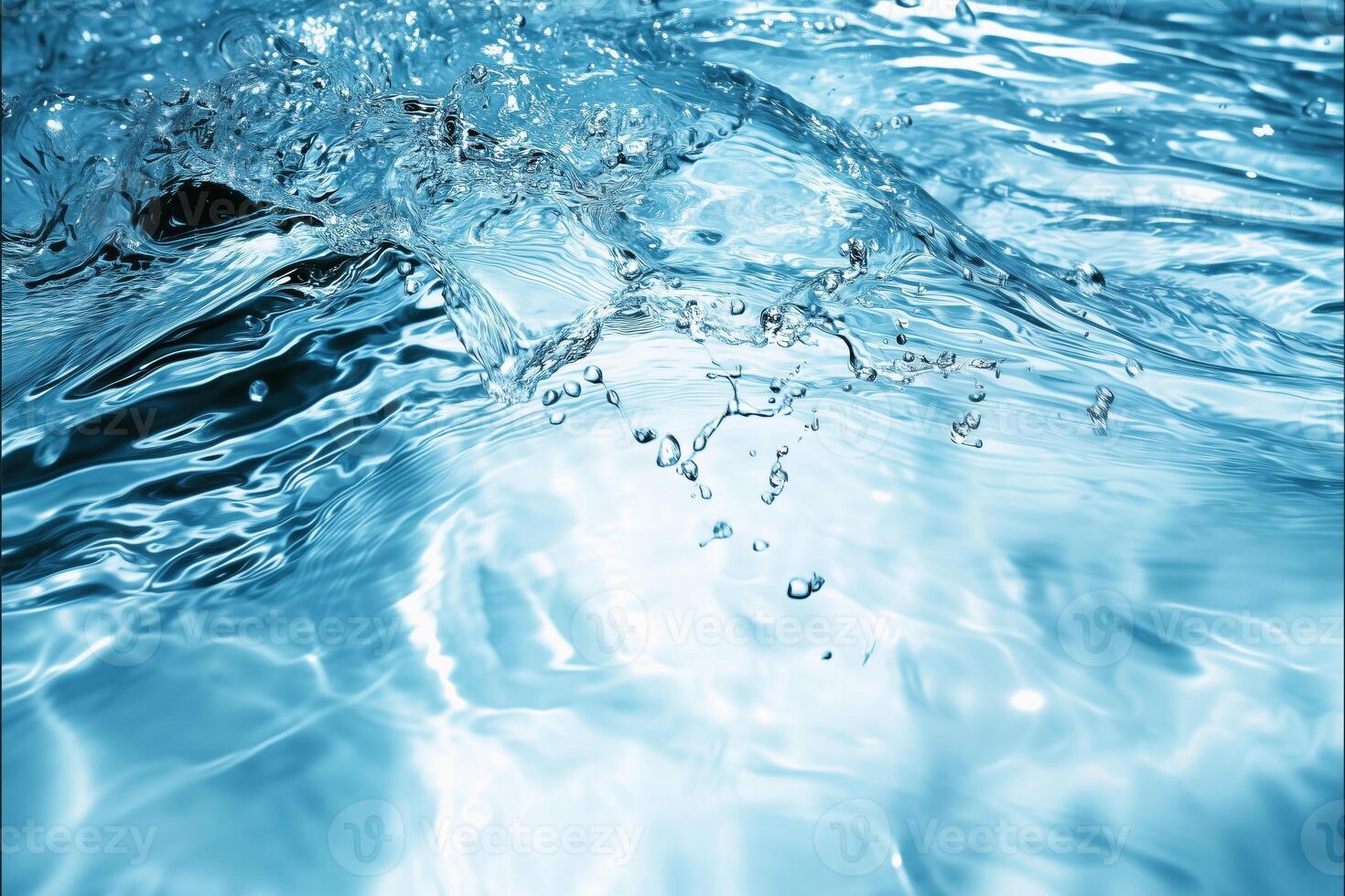 A mesmerizing view of a crystal clear blue wave, showcasing its fluid motion and refreshing essence. photo