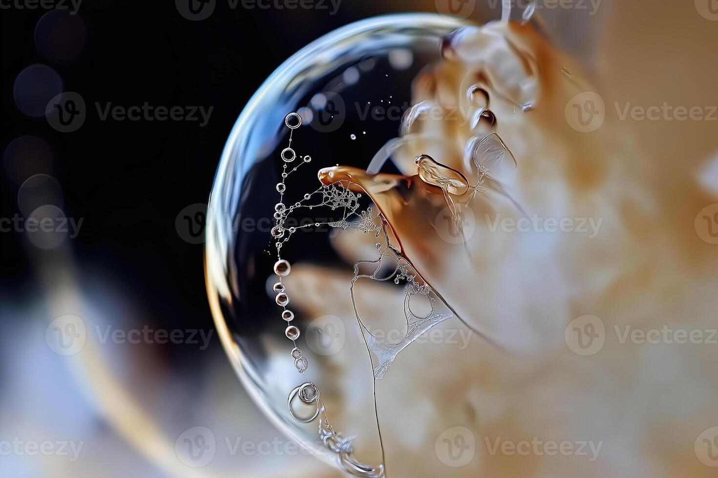 A captivating macro abstract showcasing an organic structure within a clear sphere. photo