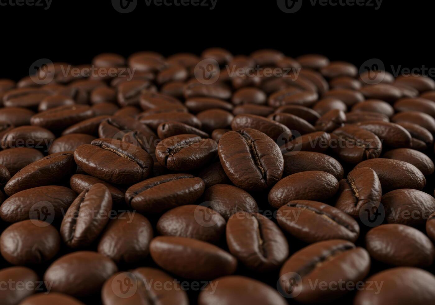 A tempting pile of fresh roasted coffee beans creates a rich and inviting scene. photo