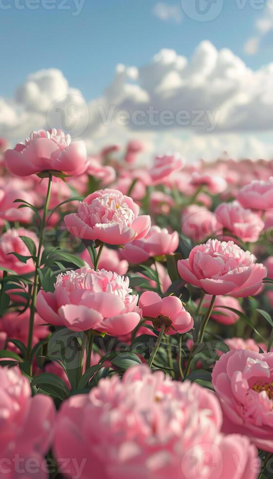 A bouquet of pink peonies template, floral background, field nature photo