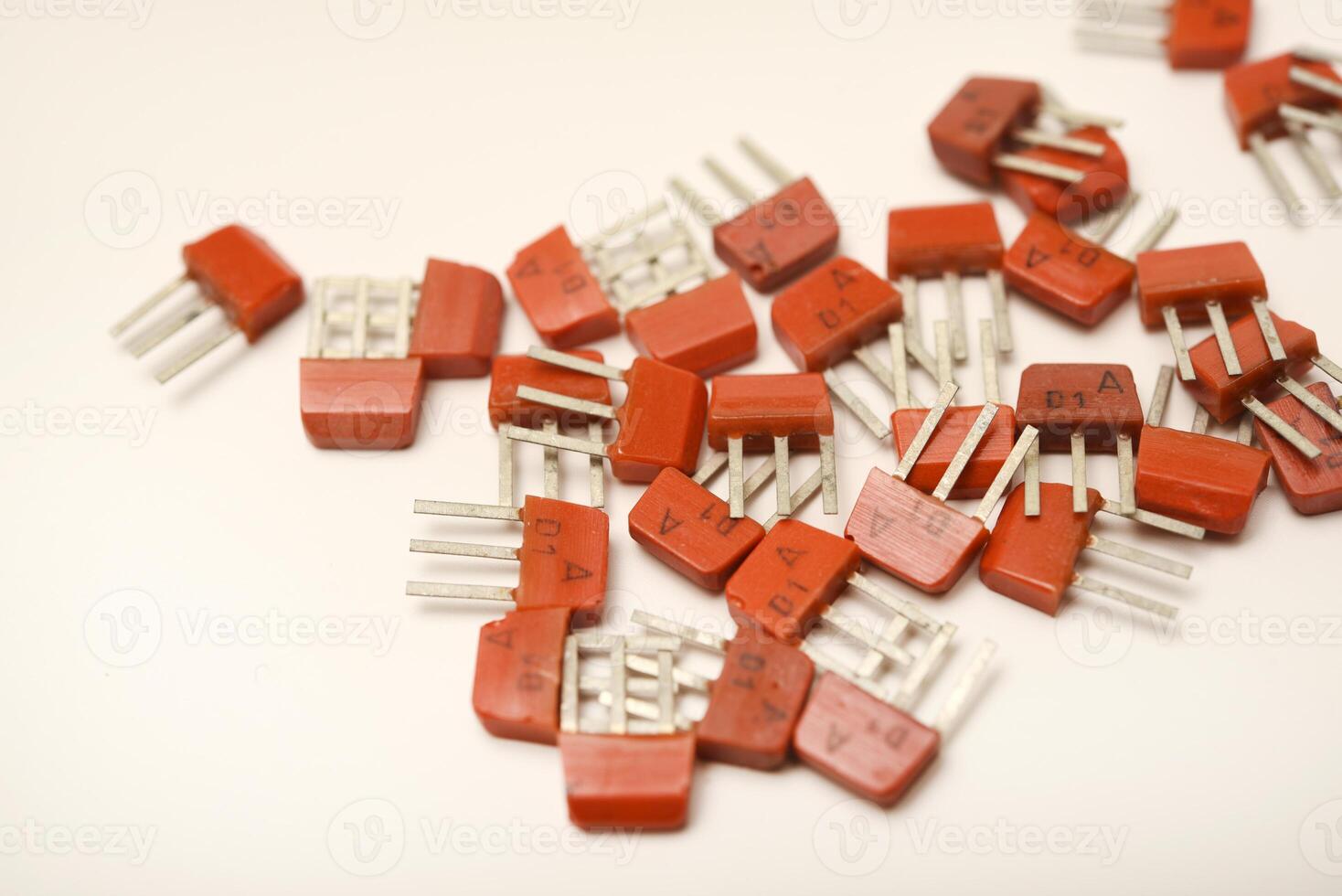 Retro transistors on a white setting. Microelectronics. photo