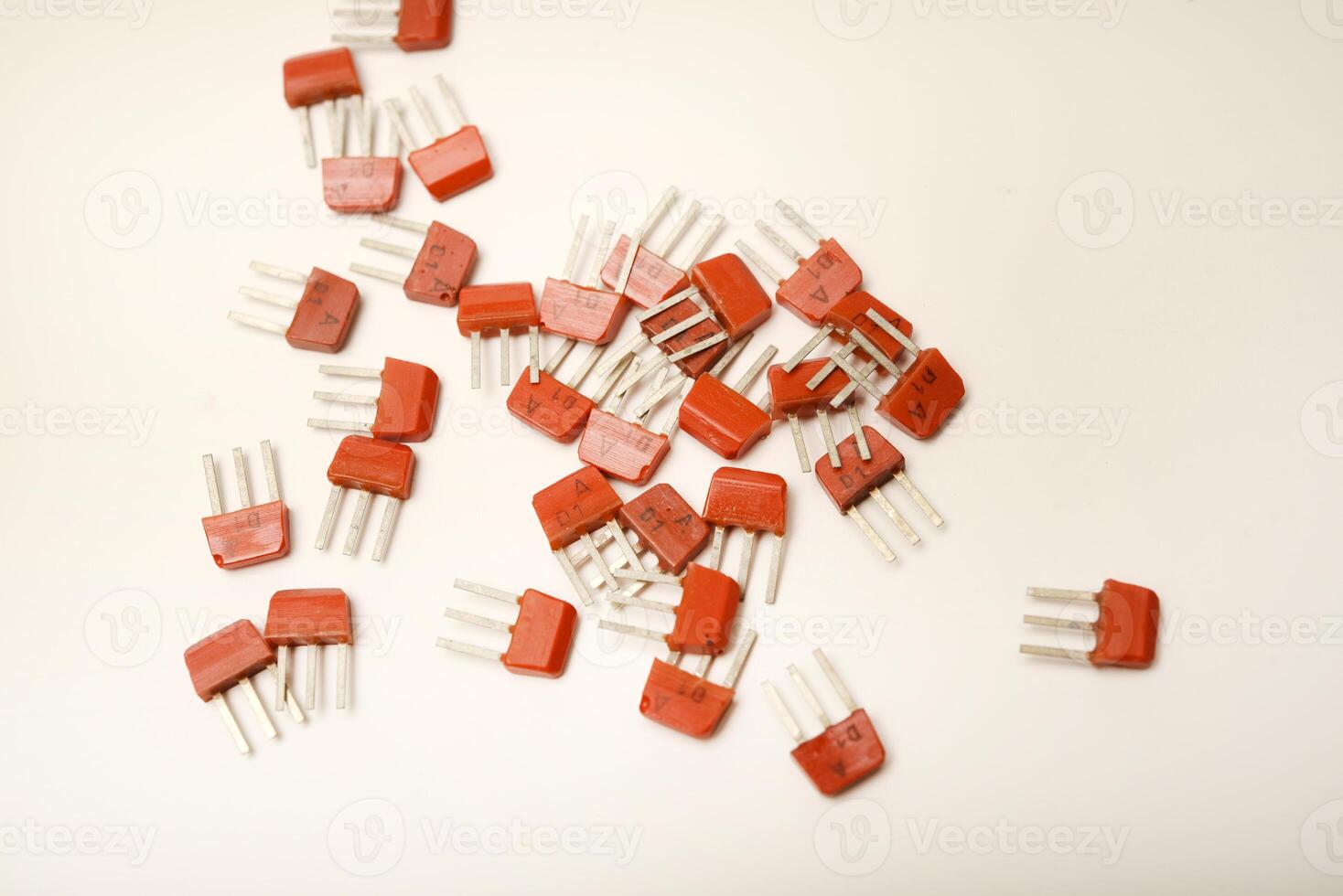 Classic transistors on a white background. Electrical parts. photo