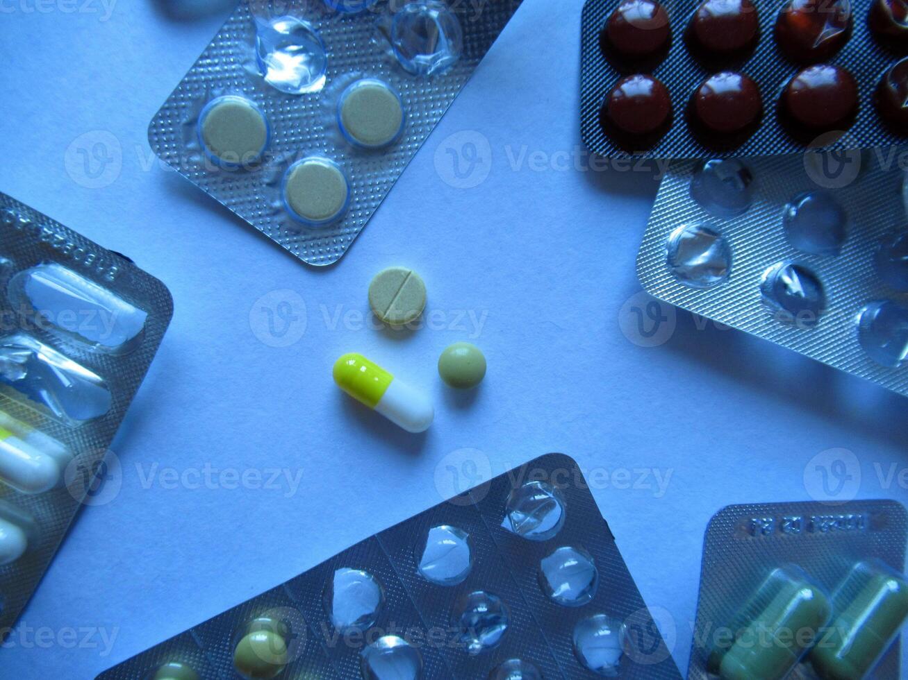 Plates with leftover tablets photo