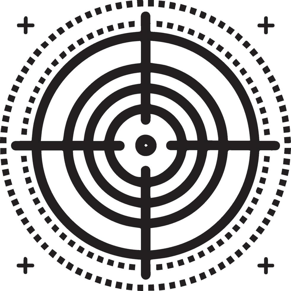 A black and white image of a crosshair vector