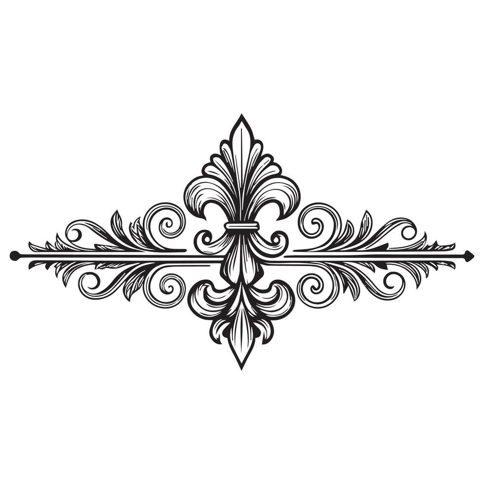 A black and white drawing of a fleur de lis , vector