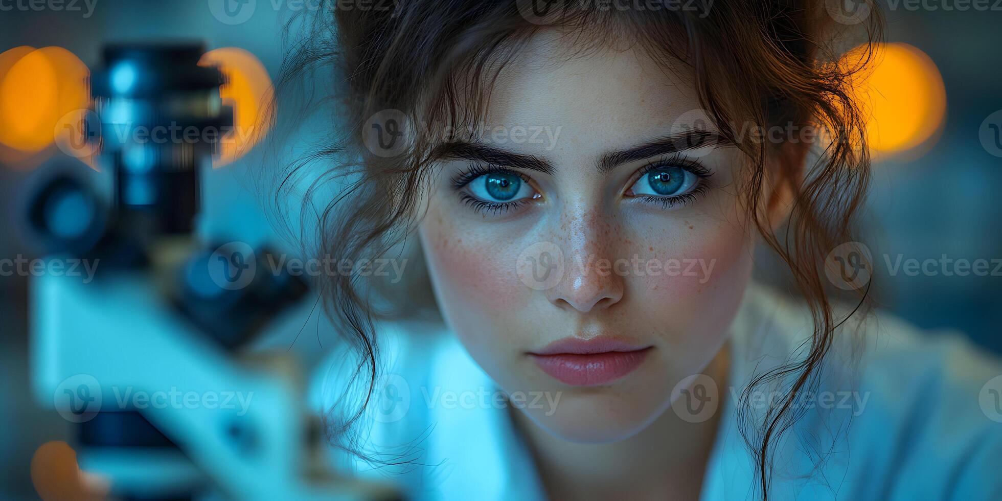 Young scientist focused on research. Generative photo