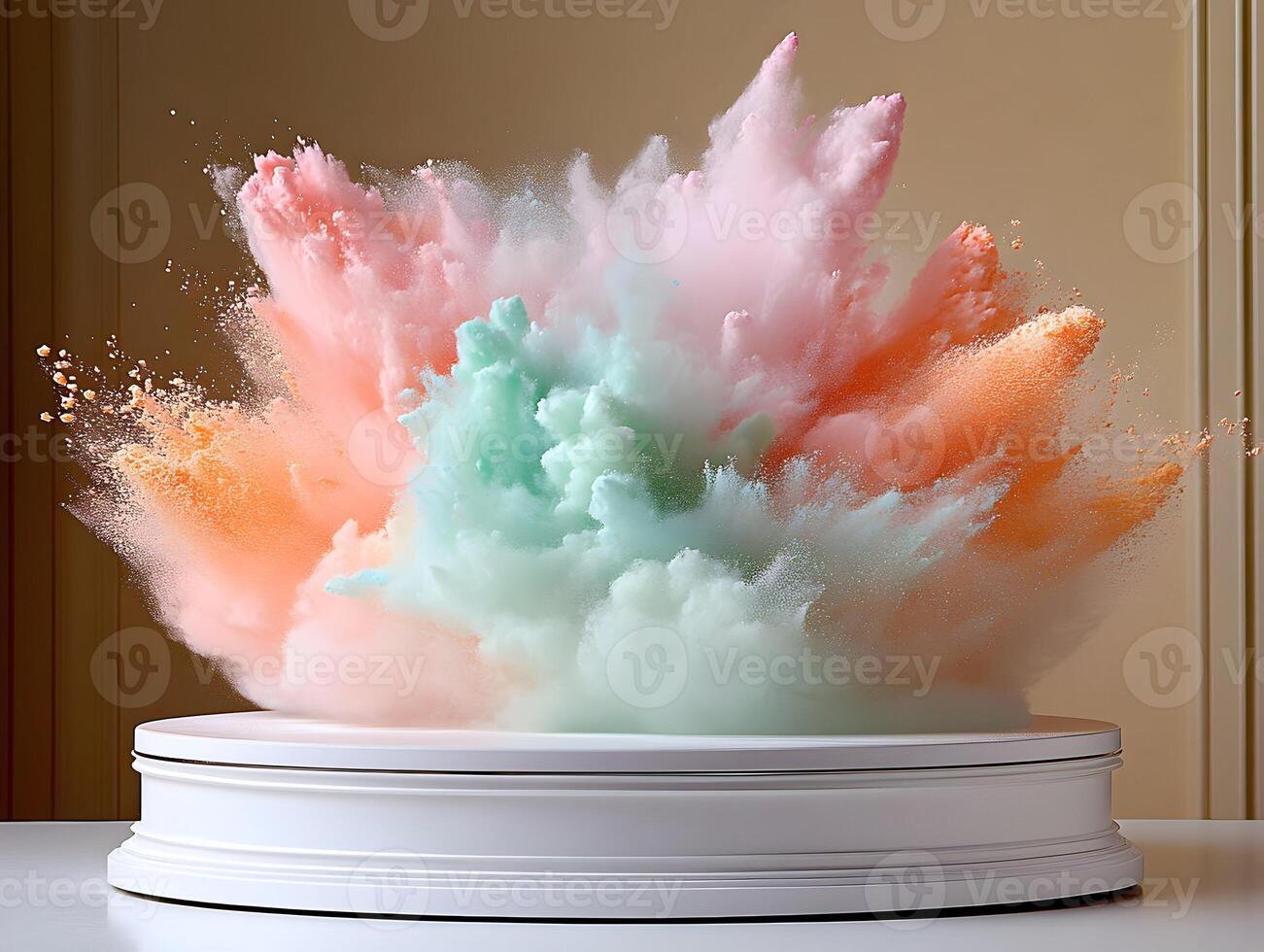 Colorful powder explodes, creating a stunning visual display. photo