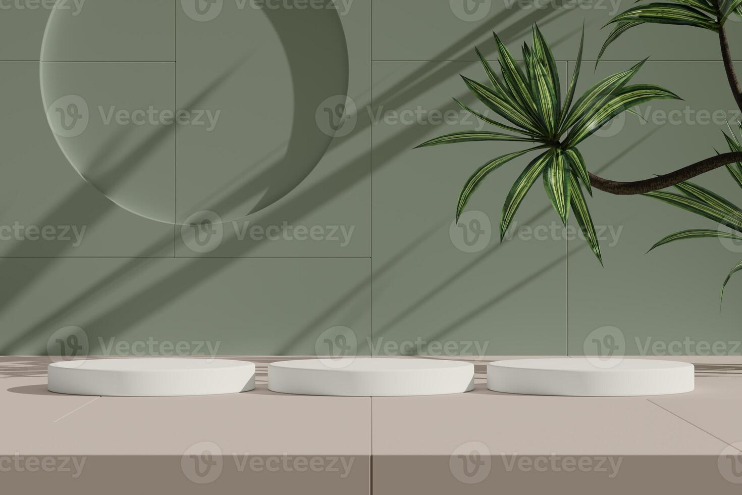 Modern podiums with a clean background and soft shadows. photo
