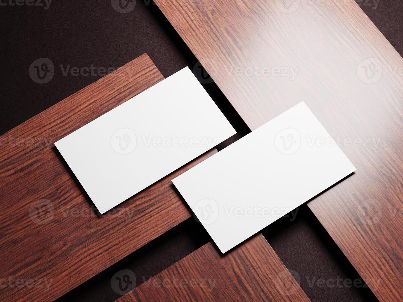 Luxurious business card placed on fine wooden panels, ideal for showing off high-end branding and elegant design. photo