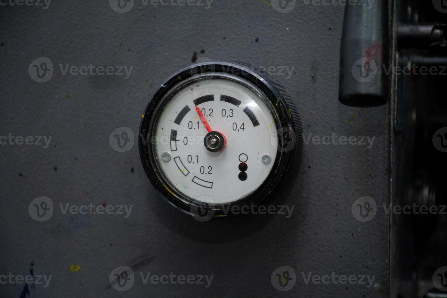 Pressure Gauge in Industrial Printer Monitoring Printing Process. High quality photo