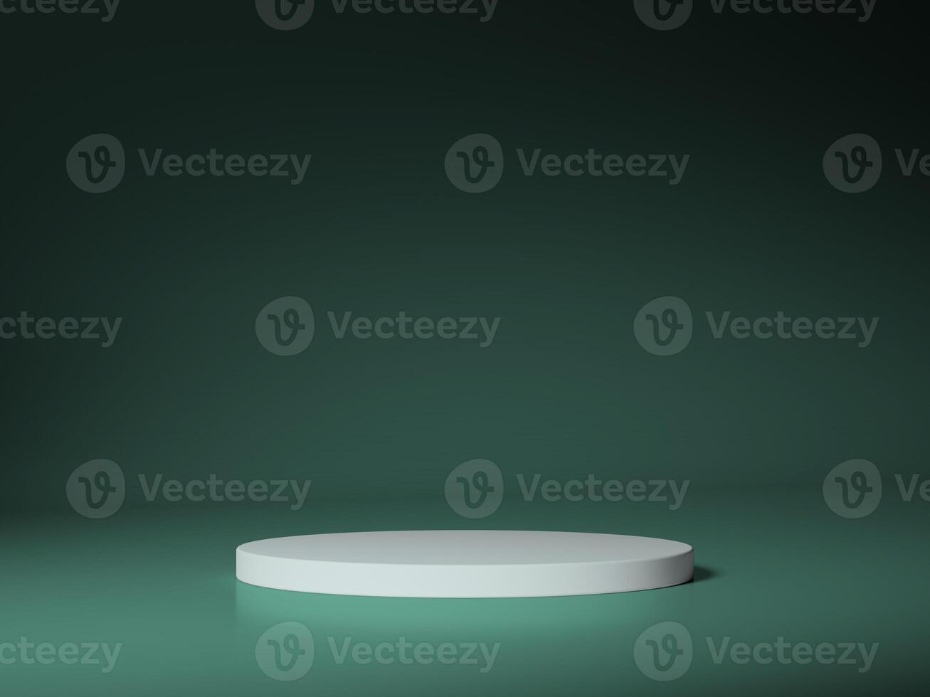 A simple white podium in a dark green setting, ideal for showcasing items with minimalistic elegance and dramatic lighting. photo