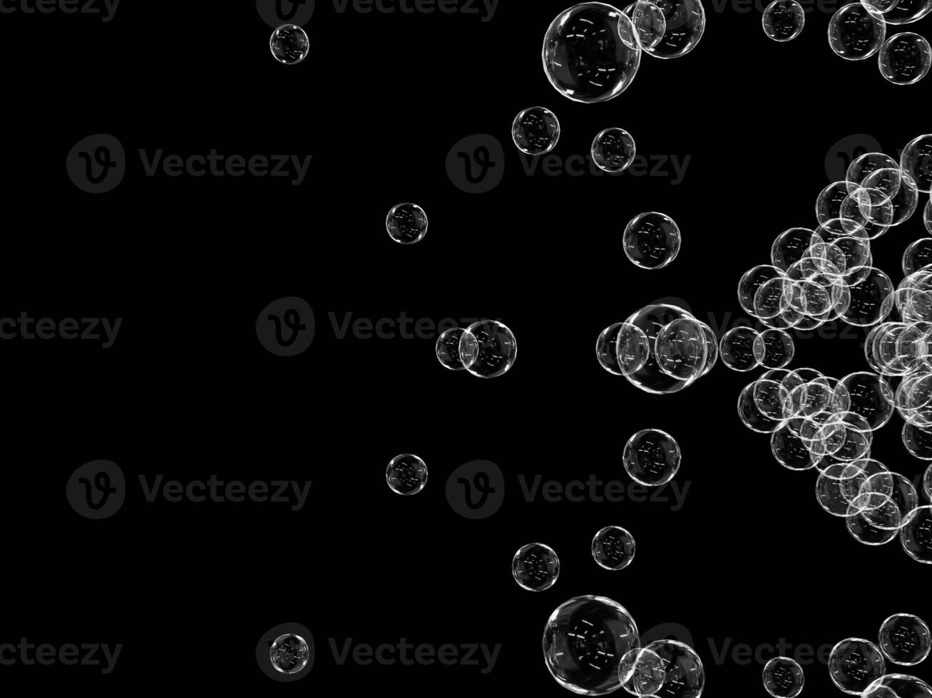 Multiple soap bubbles floating on a dark backdrop. photo