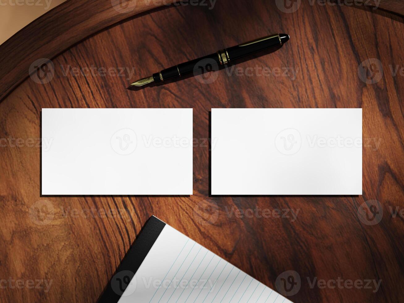 Contemporary Business Card Mockup on Textured Wood Table photo