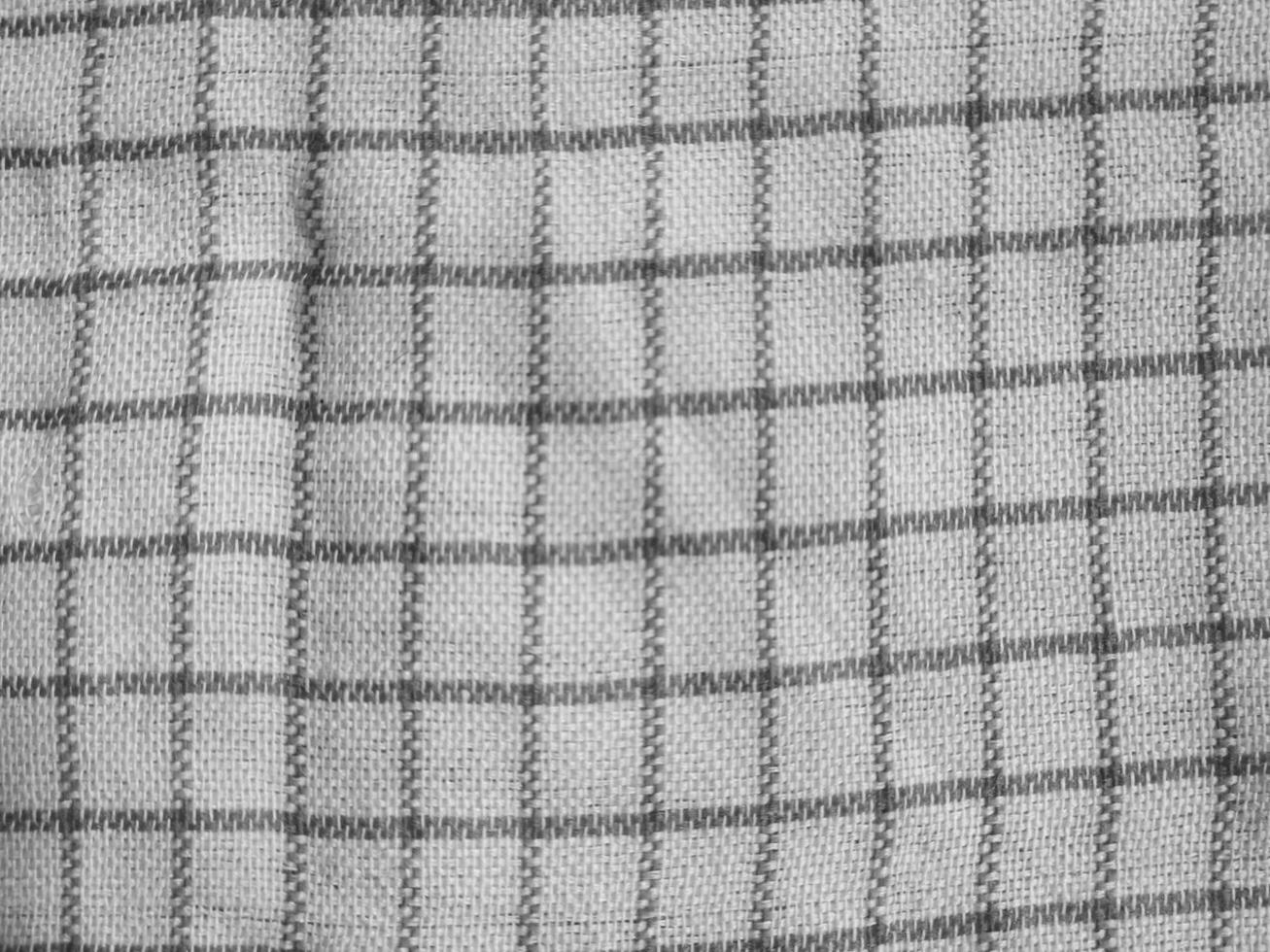 Close-up of a grid-patterned fabric in gray tones, showcasing a structured design. photo