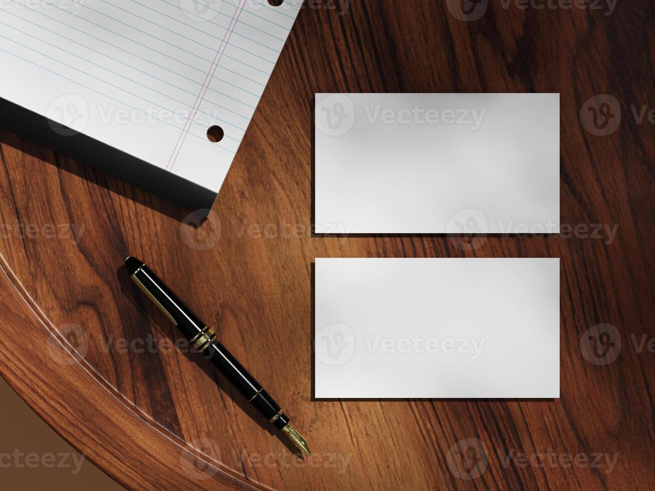 Sophisticated Business Card Display with Warm Wood Texture photo