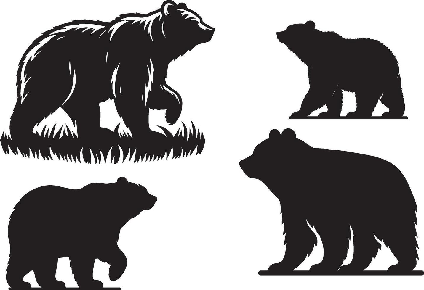 Set of Bear Illustrations High Quality Illustration Bear Collection on White Background vector