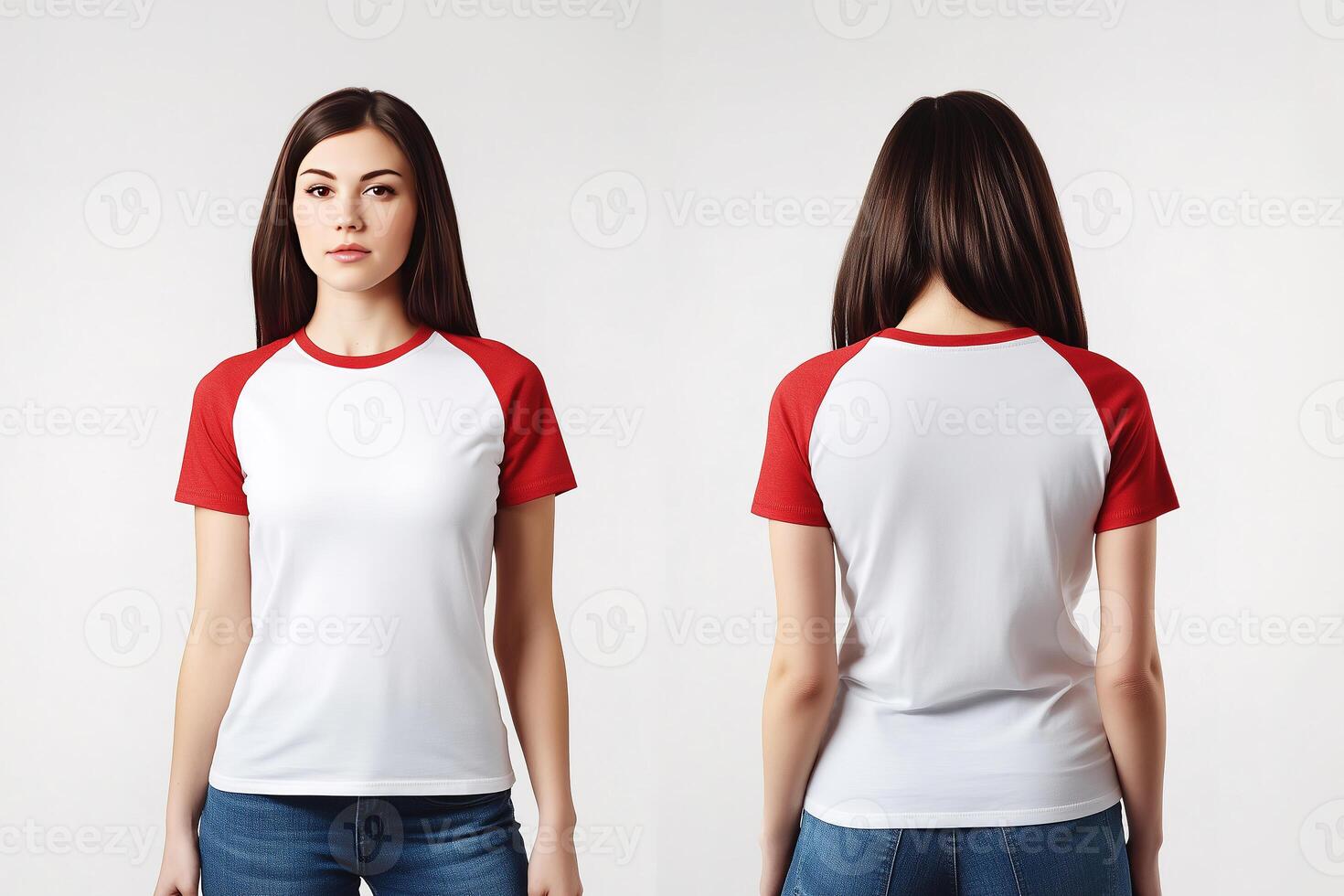 Casual Red and White T-Shirt Styled by a Woman photo