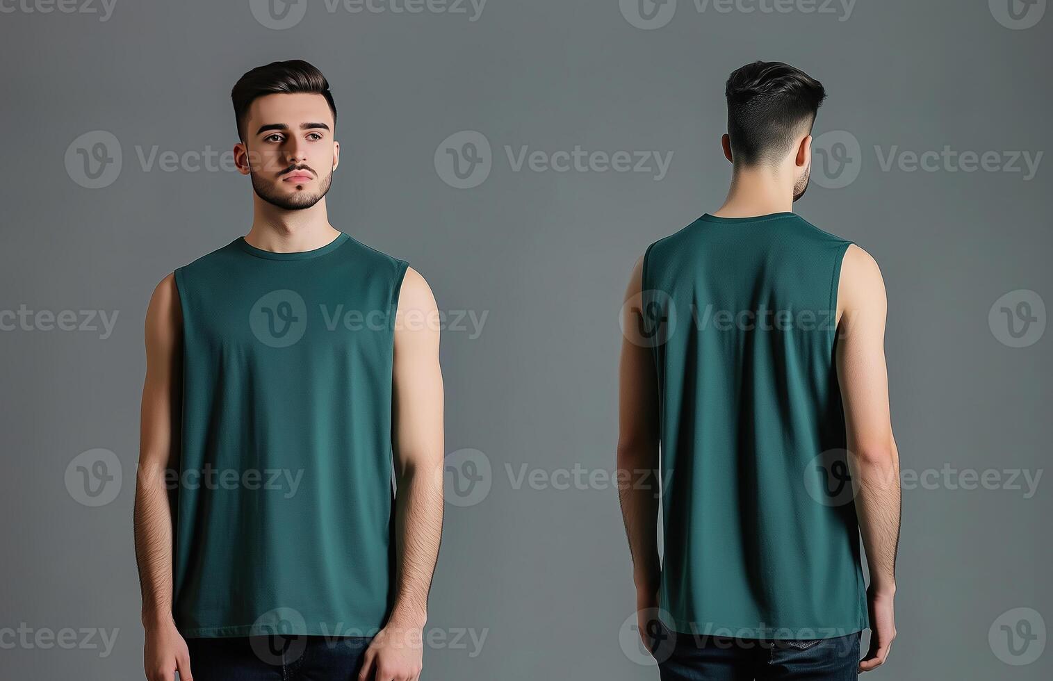 Comfortable and Casual Green Tank Top Worn by a Male Model photo