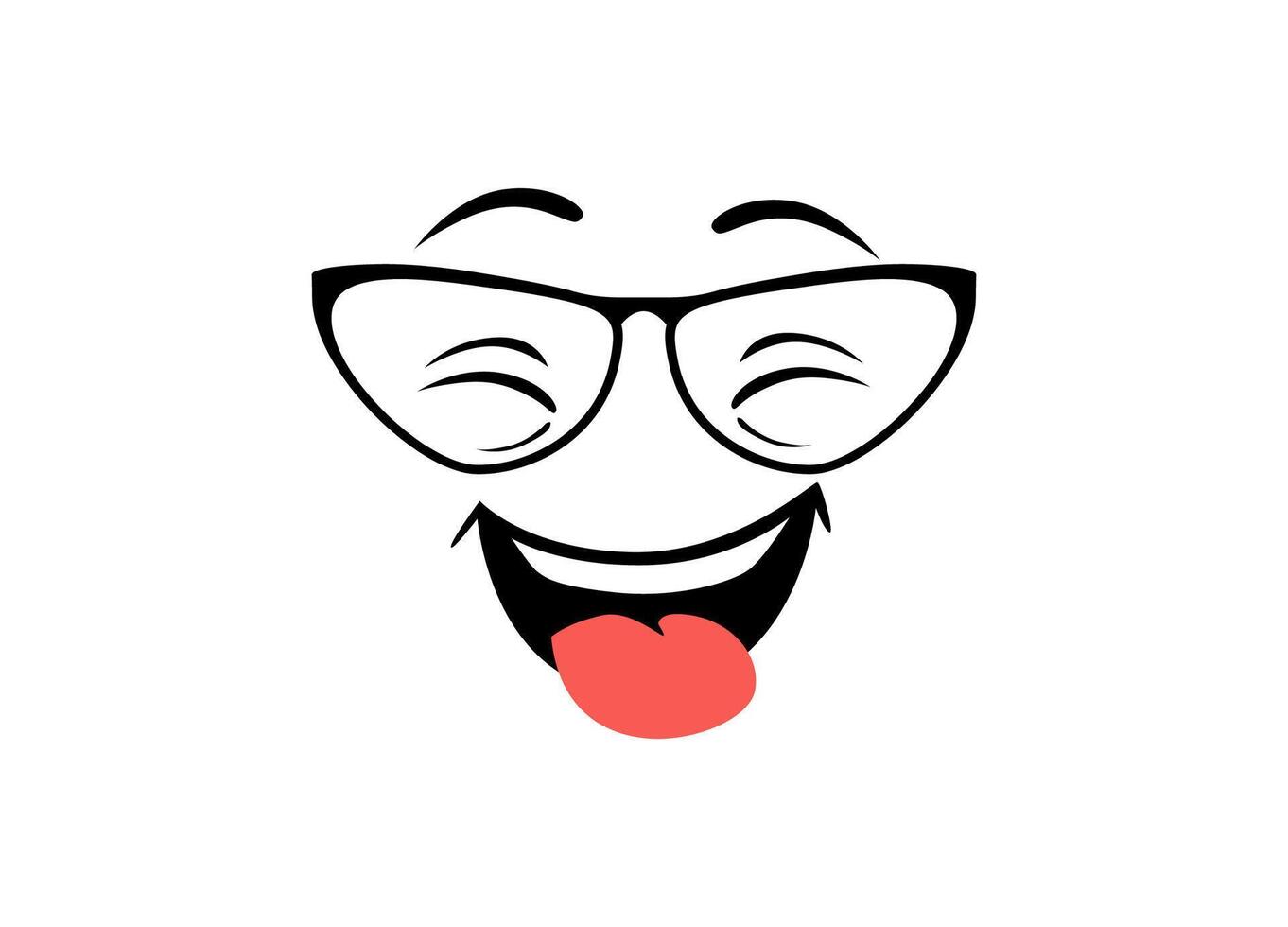 Playful smiling face with glasses and sticking out tongue on a simple background vector