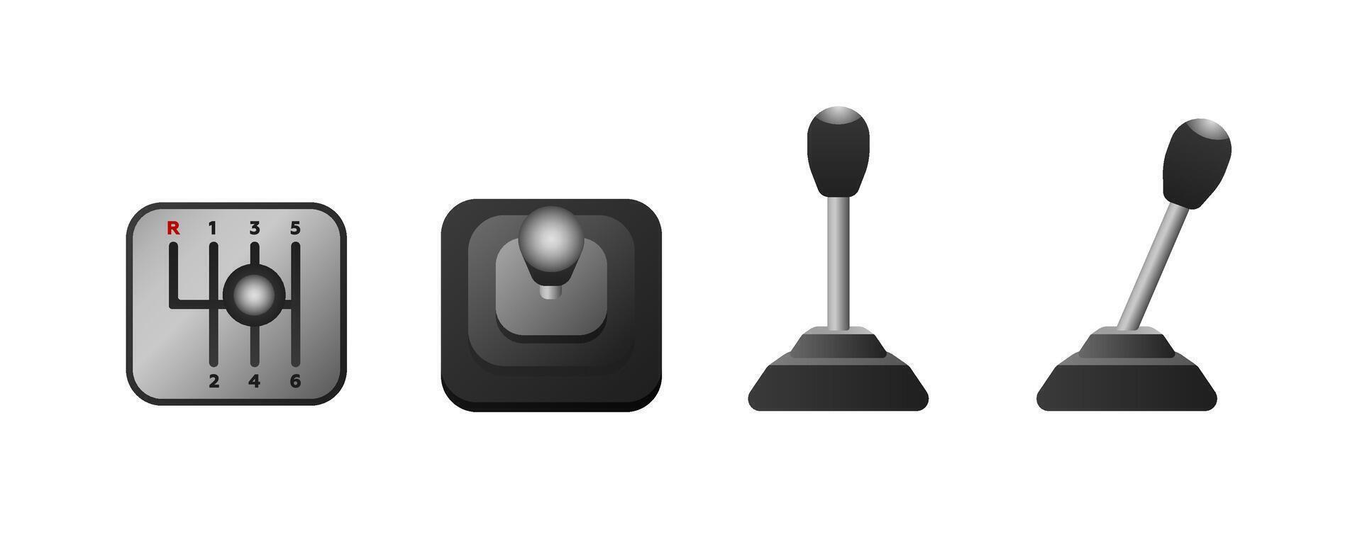 Different gear shift designs for manual transmission vehicles in a single illustration vector