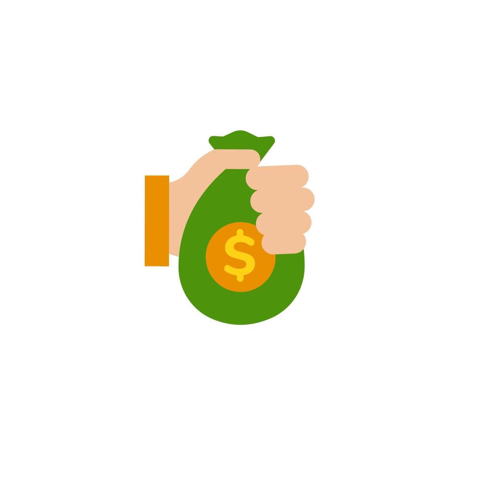 Hand holding money bag with dollar sign symbolizing wealth and financial success vector