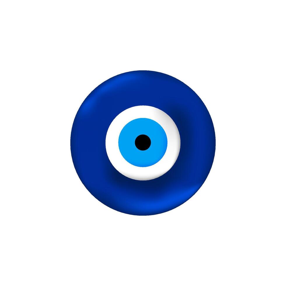 Blue and white nazar amulet with central black dot for good luck and protection vector
